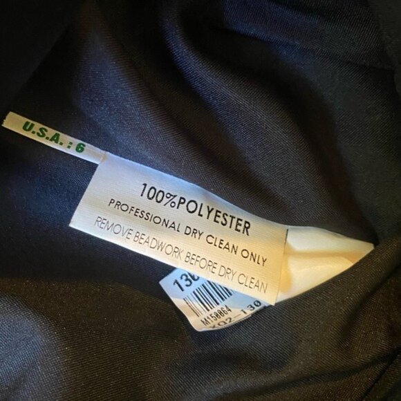 Jasmine Elegant Black Satin & Sequined Cap Sleeve Cocktail Formal Dress Size 6 - Picture 11 of 11